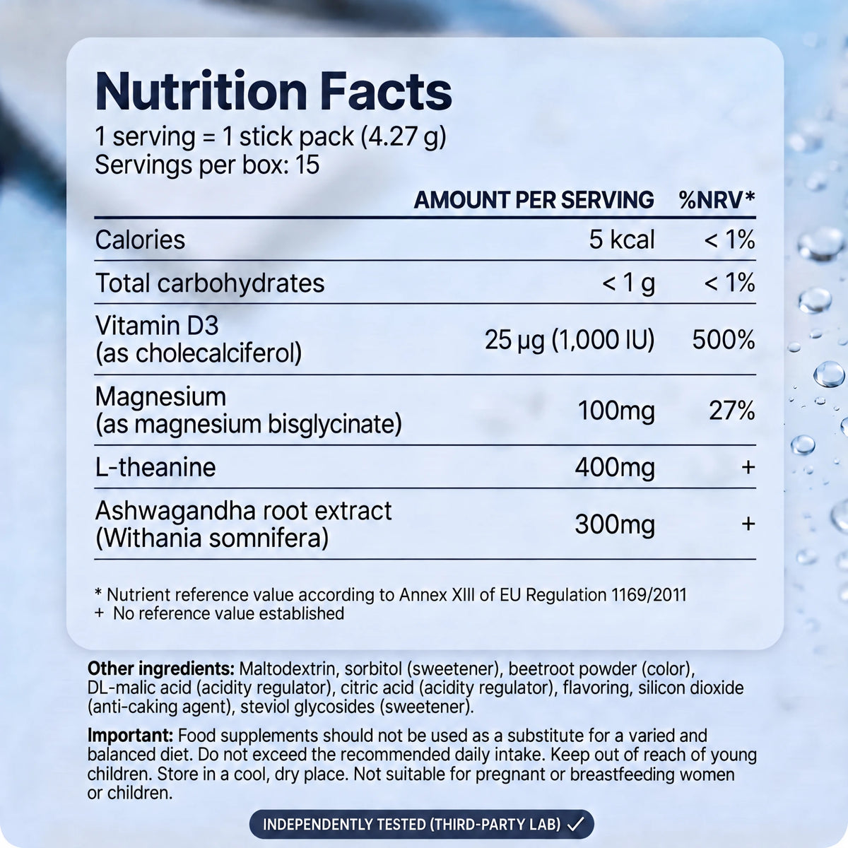 Jello Calm Cocktail Nutrition Facts EN